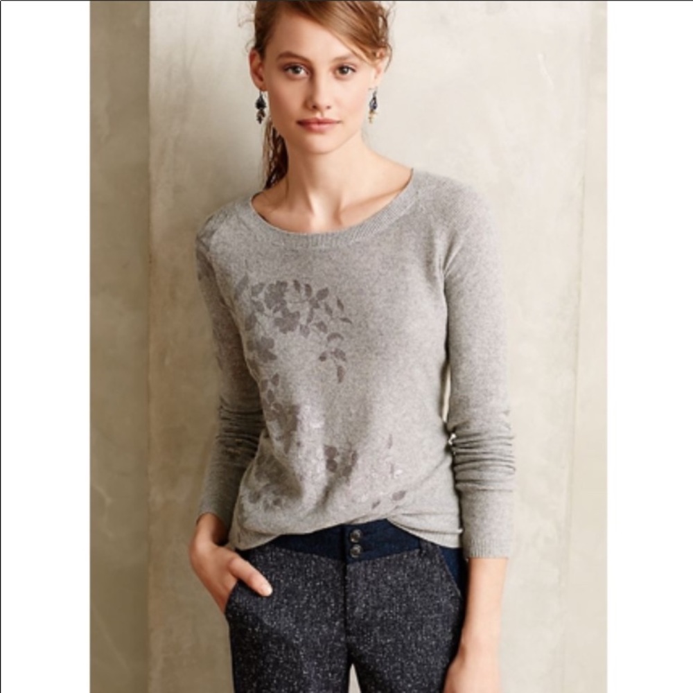 🔵Anthro Knitted & Knotted Foil-Printed Sweater